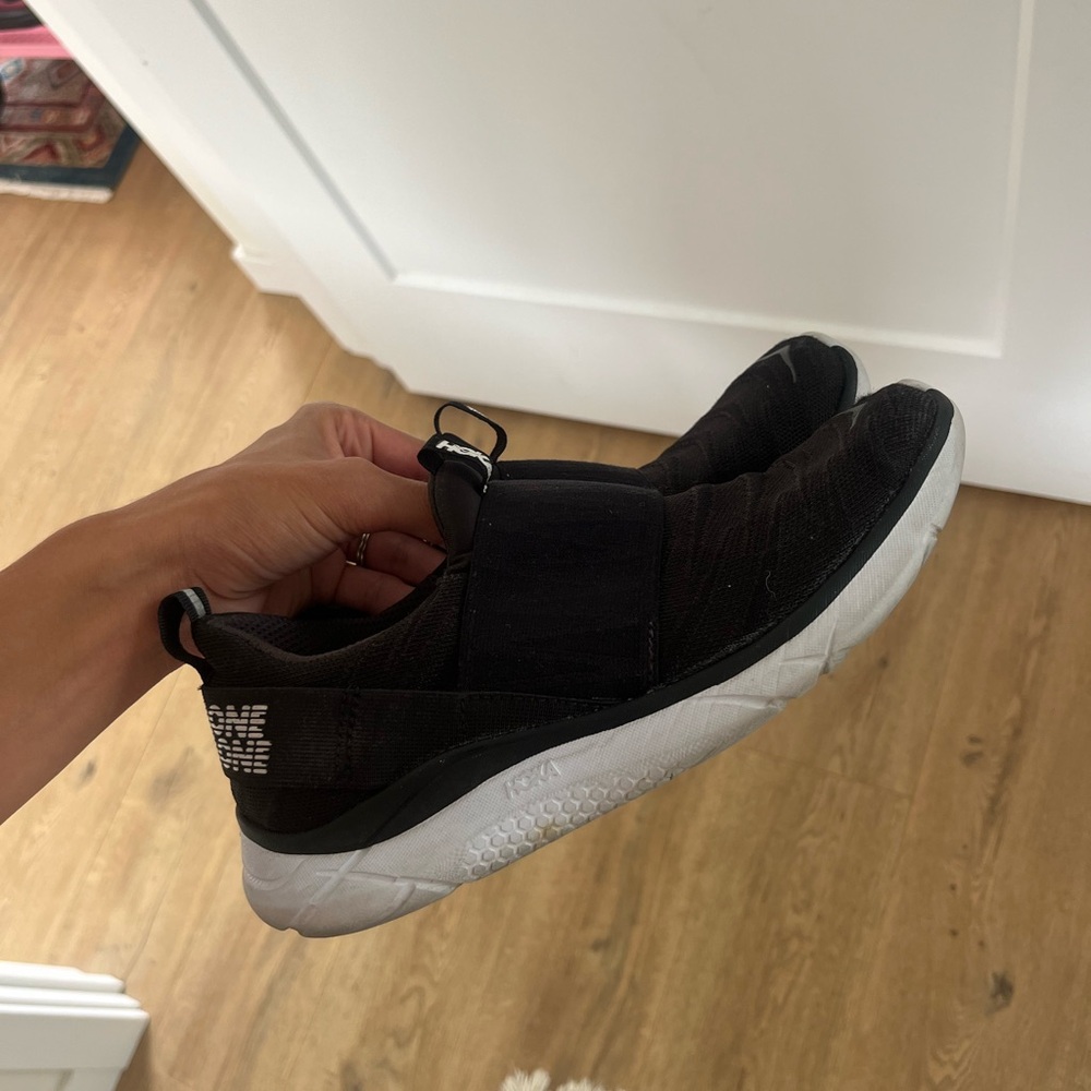 Hoka Black and White Athletic Shoes